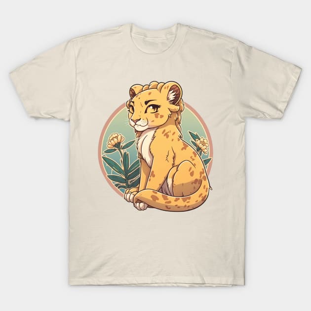 Beautiful lioness in a circle with flowers T-Shirt by Cute Planet Earth Mini